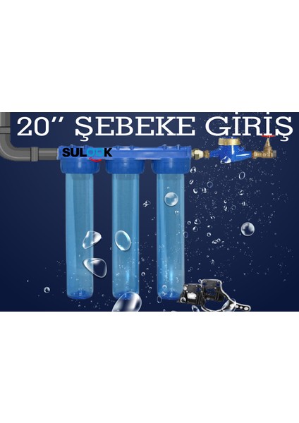 20 Inç Bina-Daire-Şebeke Girişi Su Arıtma Filtre Kabı modelleri