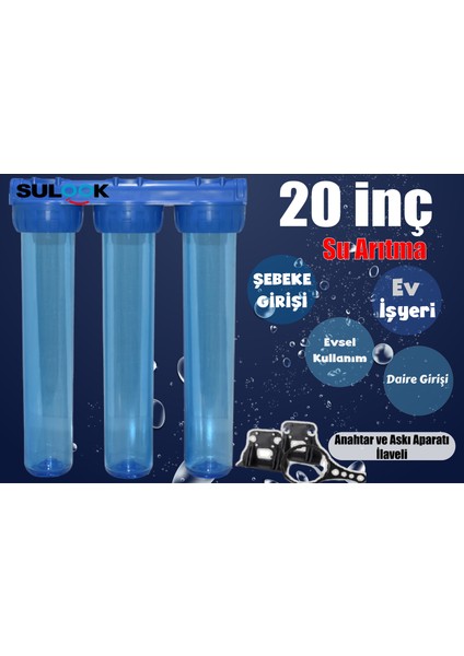 20 Inç Bina-Daire-Şebeke Girişi Su Arıtma Filtre Kabı fırsatları