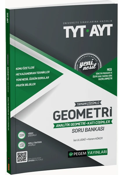 Pegem Akademi Yayıncılık TYT- AYT Tamamı Çözümlü Geometri (Analitik Geometri-Katı Cisimler) Soru Bankası