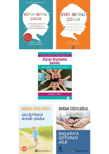 Diyojen Yayıncılık Oyun Oynama Sanatı / Aletha J. Solter + Bütün Beyinli Çocuk + Evet Beyinli Çocuk / Daniel J. Siegel + Geliştiren Anne Baba + Başarıya Götüren Aile / Doğan Cüceloğlu – 5 Kitap Set