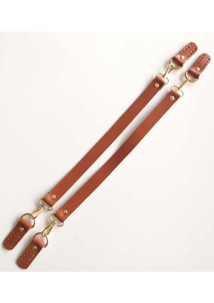 Gerçek Deri 55 cm Misu Model Çift Sap Taba Gold Metal