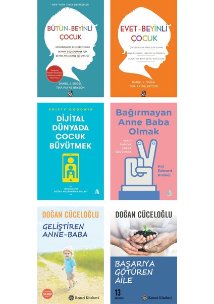 Diyojen Yayıncılık Bütün Beyinli Çocuk + Evet Beyinli Çocuk + Bağırmayan Anne Baba Olmak + Dijital Dünyada Çocuk Büyütmek + Geliştiren Anne Baba + Başarıya Götüren Aile / Doğan Cüceloğlu – 6 Kitap Set