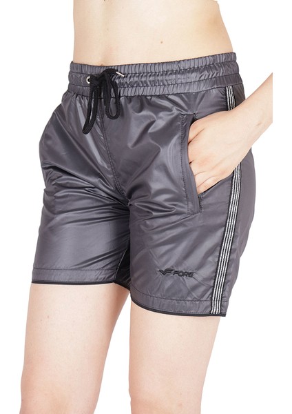 Kadın Antrasit Fileto Cep Ayrıntılı Parlak Şort fiyatları