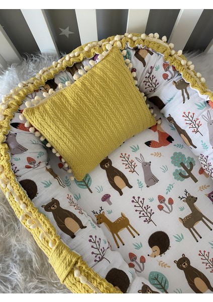 Örgü Kumaş ve Orman Müslin Kumaş Ponponlu Babynest