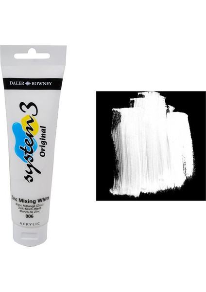 System 3 Akrilik Boya 150 ml 006 Çinko Karıştırma Beyaz