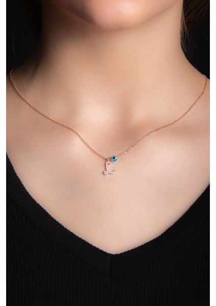 Beyaz Zirkon Taşlı L Harf Gümüş Kolye Rose Altın Kaplama 925 Ayar fiyatları