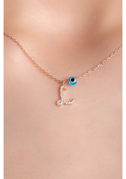 Beyaz Zirkon Taşlı L Harf Gümüş Kolye Rose Altın Kaplama 925 Ayar modelleri