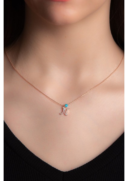 Beyaz Zirkon Taşlı N Harf Gümüş Kolye Rose Altın Kaplama 925 Ayar fiyatları