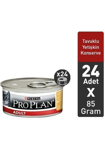 Proplan Pro Plan Adult Tavuk Etli Yetişkin Yaş Kedi Maması - 24 x 85 gr