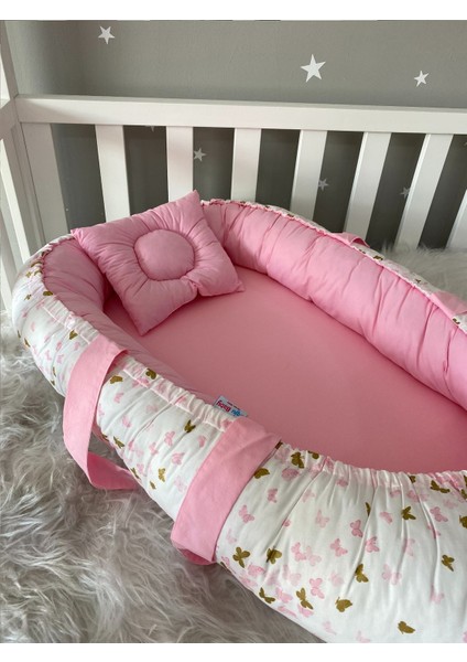 Pembe Kelebek Desenli Lüx Tasarım Babynest