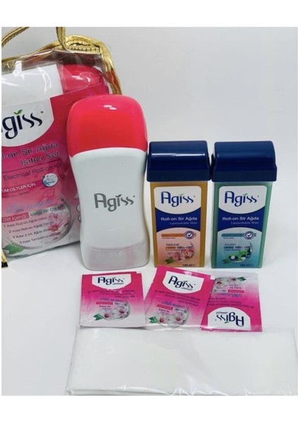 Agiss Çantalı Set Sir Ağda Isıtıcısı+ Roll-On Büyük Tam Set