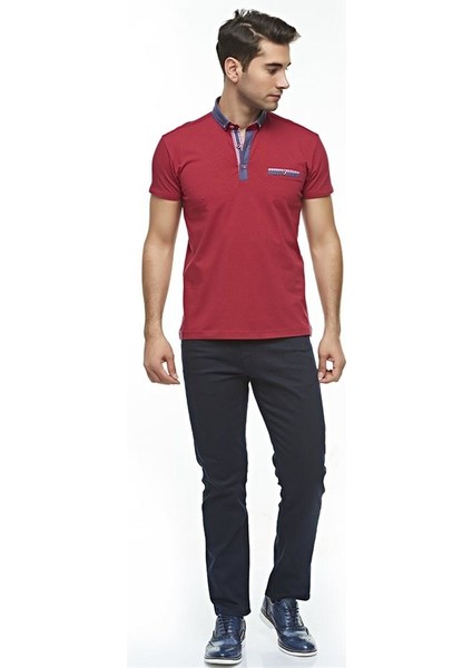 Erkek Kırmızı Baskılı Kısa Kollu Polo T-shirt, OT-P-21003 modelleri