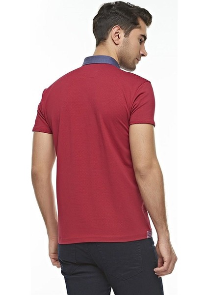 Erkek Kırmızı Baskılı Kısa Kollu Polo T-shirt, OT-P-21003 indirimleri