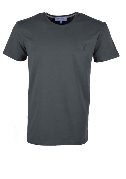 Haki Pamuklu Erkek Bisiklet Yaka Kısa Kollu T-Shirt,OT-BT-21007