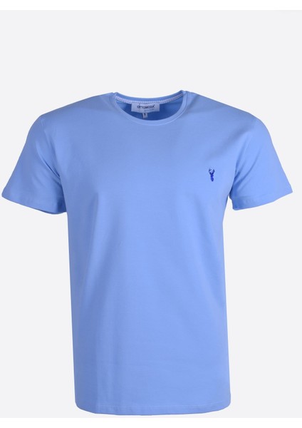 Penye Erkek Bisiklet Yaka Kısa Kollu BebeMavi T-Shirt,OT-BT-21003