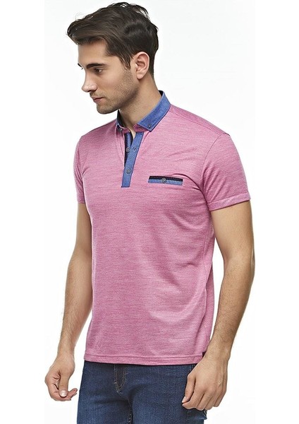 Erkek Mor Kısa Kollu Merserize Polo T-shirt, OT-P-21004