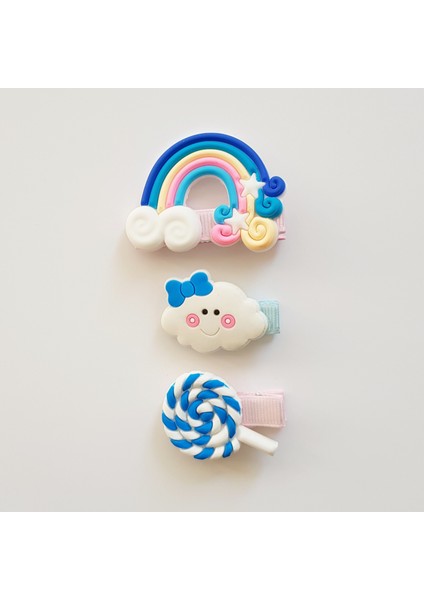 Gökkuşağı Bulut Lolipop Klipsli Bebek Çocuk Toka Seti