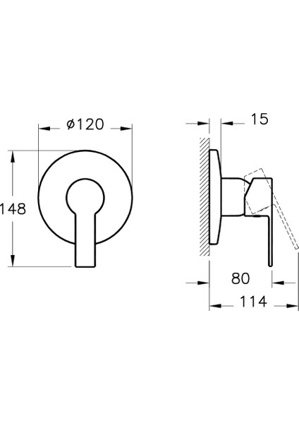 Fold S A42538 Ankastre Duş Bataryası, Krom, Sıva Üstü