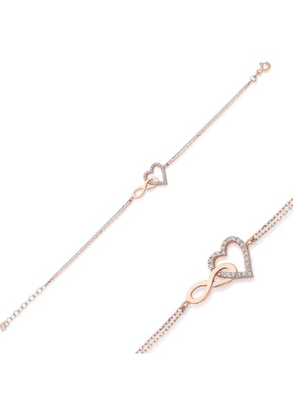 925 Ayar Gümüş Kalp Sonsuzluk Bileklik