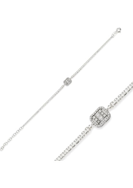 925 Ayar Gümüş Baget Taşlı Bileklik