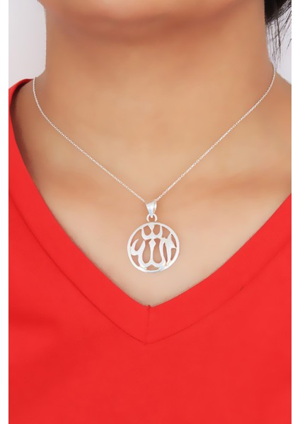 Allah C.c Yazılı Kadın Gümüş Kolye