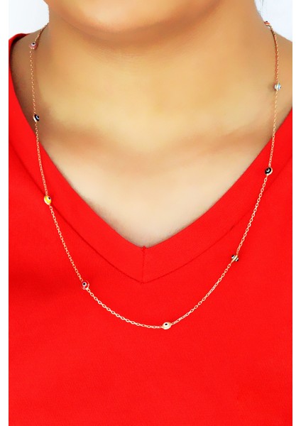 Nazar Boncuğu Roslu Kadın Gümüş Kolye