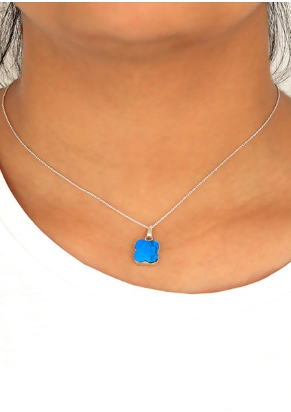 Firuze Taşlı Kadın Gümüş Kolye