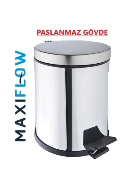 Maxiflow 8 Lt Pedallı Çöp Kovası Krom