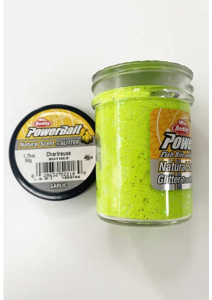 Power Bait Garlic Natural Scent Glitter - Chartreuse
