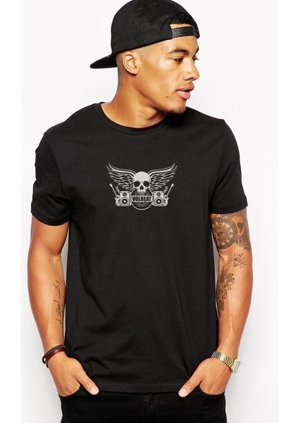 Baskılı Siyah Erkek Örme Tshirt