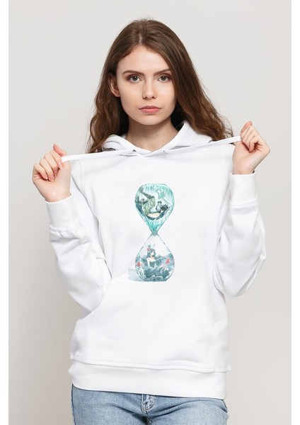 Anime Fairy Tail Glass Guild Emblem Baskılı Beyaz Kadın Örme Kapşonlu Sweatshirt Uzun Kol