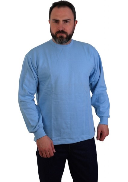 Bisiklet Yaka Sweatshirt - Cepsiz - Açık Mavi