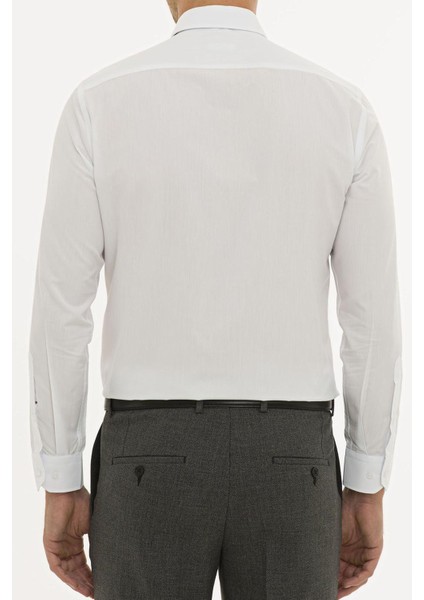 Giyim Erkek Slim Fit Düz Beyaz Gömlek fırsatları