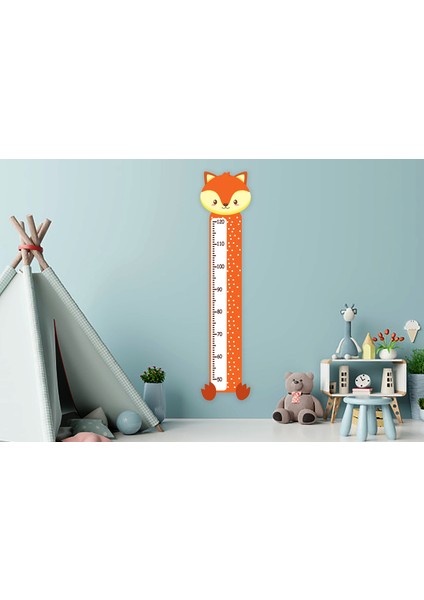 Sevimli Tilki Boy Ölçer 4 Çocuk Odası Duvar Sticker