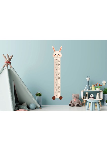 Sevimli Tavşan Boy Ölçer 4 Çocuk Odası Duvar Sticker