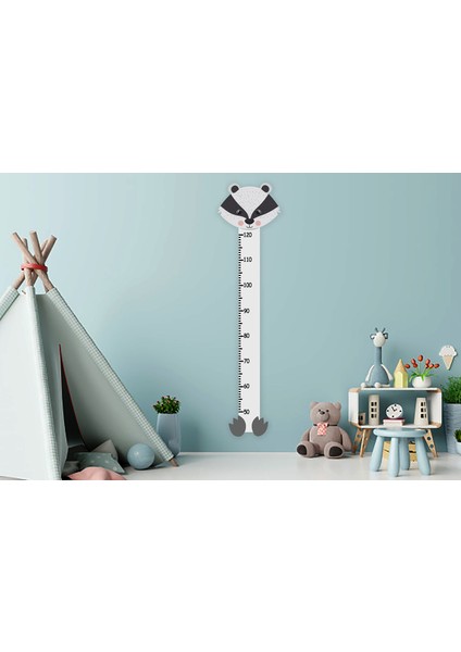 Sevimli Rakun Boy Ölçer 2 Çocuk Odası Duvar Sticker