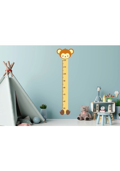 Sevimli Maymun Boy Ölçer Çocuk Odası Duvar Sticker