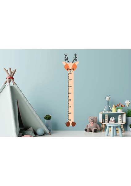 Sevimli Kızıl Geyik Boy Ölçer 2 Çocuk Odası Duvar Sticker
