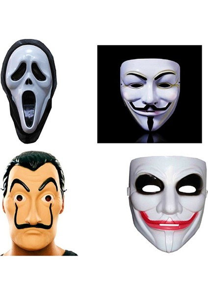 Limitless Trade 4 Adet Çığlık Vandetta La Casa De Papel ve Joker Maskesi