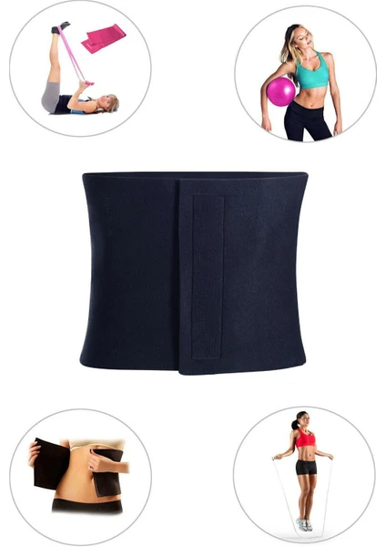 Spor Byfit Geniş Neopren Termal Bel Korsesi + Denge Topu + Pilates Bandı + Atlama Ipi - 4'lü Set