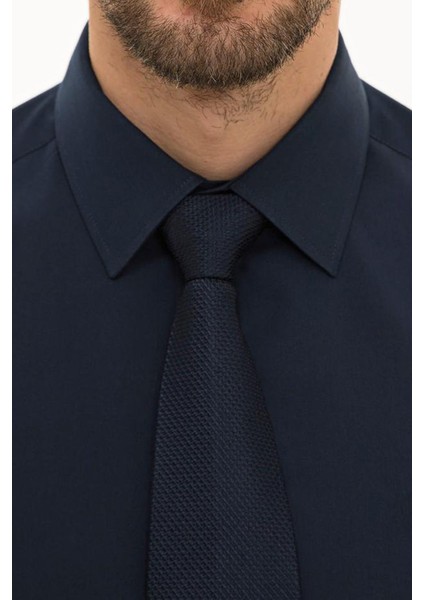 Giyim Erkek Slim Fit Düz Lacivert Gömlek fiyatları