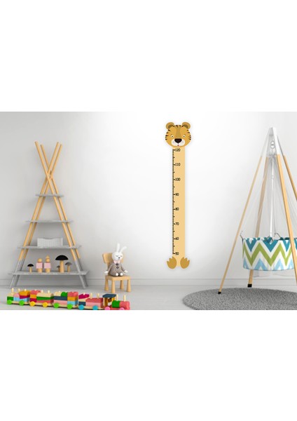Sevimli Kaplan Boy Ölçer Çocuk Odası Duvar Sticker