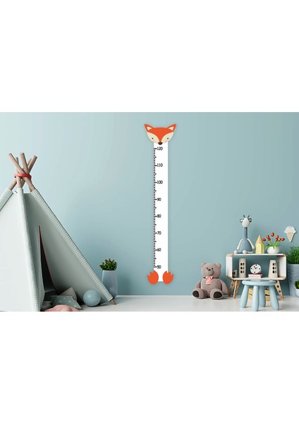 Sevimli Beyaz Tilki Boy Ölçer Çocuk Odası Duvar Sticker