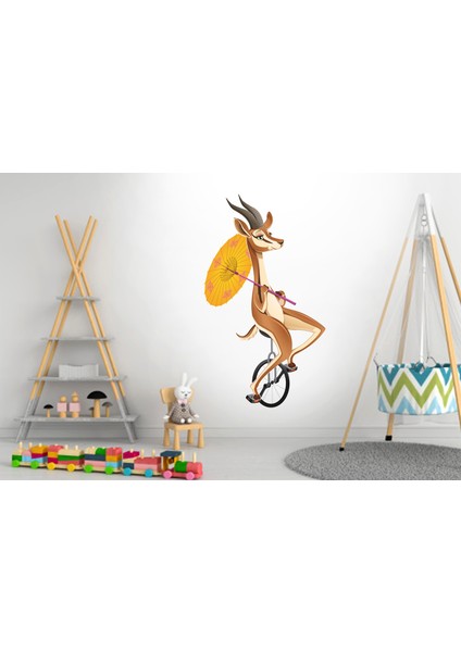 Bisiklet Süren Sevilmli Geyik Çocuk Odası Duvar Sticker