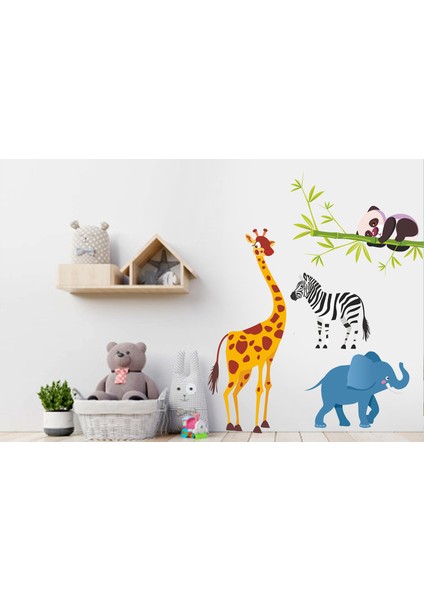 Sevimli Afrika Hayvanları 4'Lü Set Çocuk Odası Sticker
