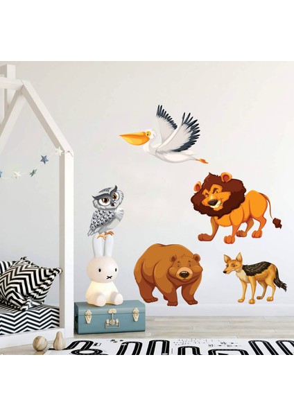 Sevimli Hayvanlar 8 Çocuk Odası Dekoratif Duvar Sticker