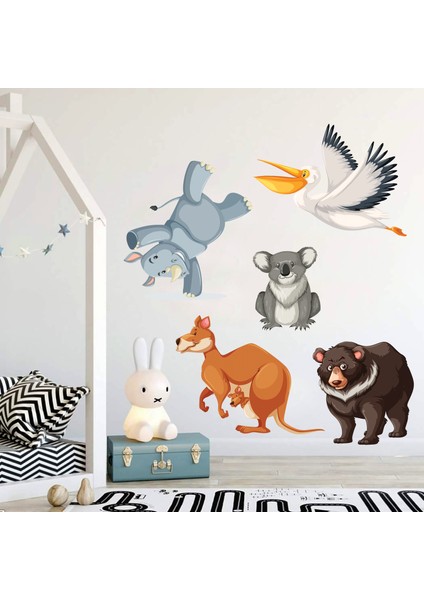 Sevimli Hayvanlar 5 Çocuk Odası Dekoratif Duvar Sticker