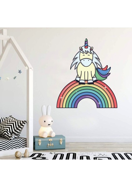 Gökkuşağı Ve Unicorn Çocuk Odası Dekoratif Duvar Sticker