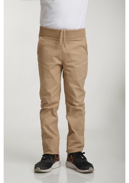 Çocuk Rıbana Bel Camel Canvas Okul Pantolonu