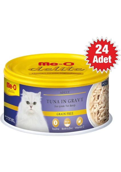 Delite Tahılsız Ton Balıklı Jöleli Yetişkin Kedi Konservesi 80 gr - 24 Adet